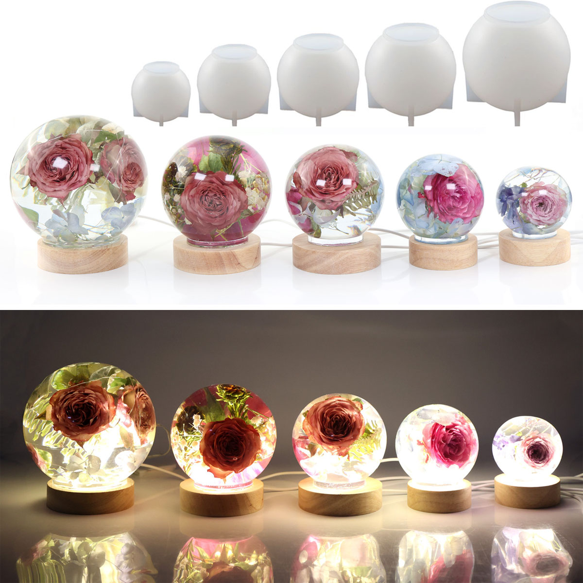 Resin Art Tools - 65-120mm Sfera Stampo In Silicone Per