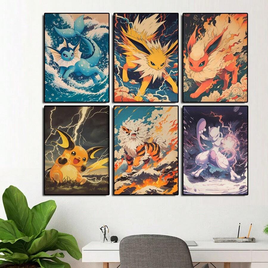 Resin Art For Kids - Poster Anime Pokémon Raichu Mewtwo Flareon