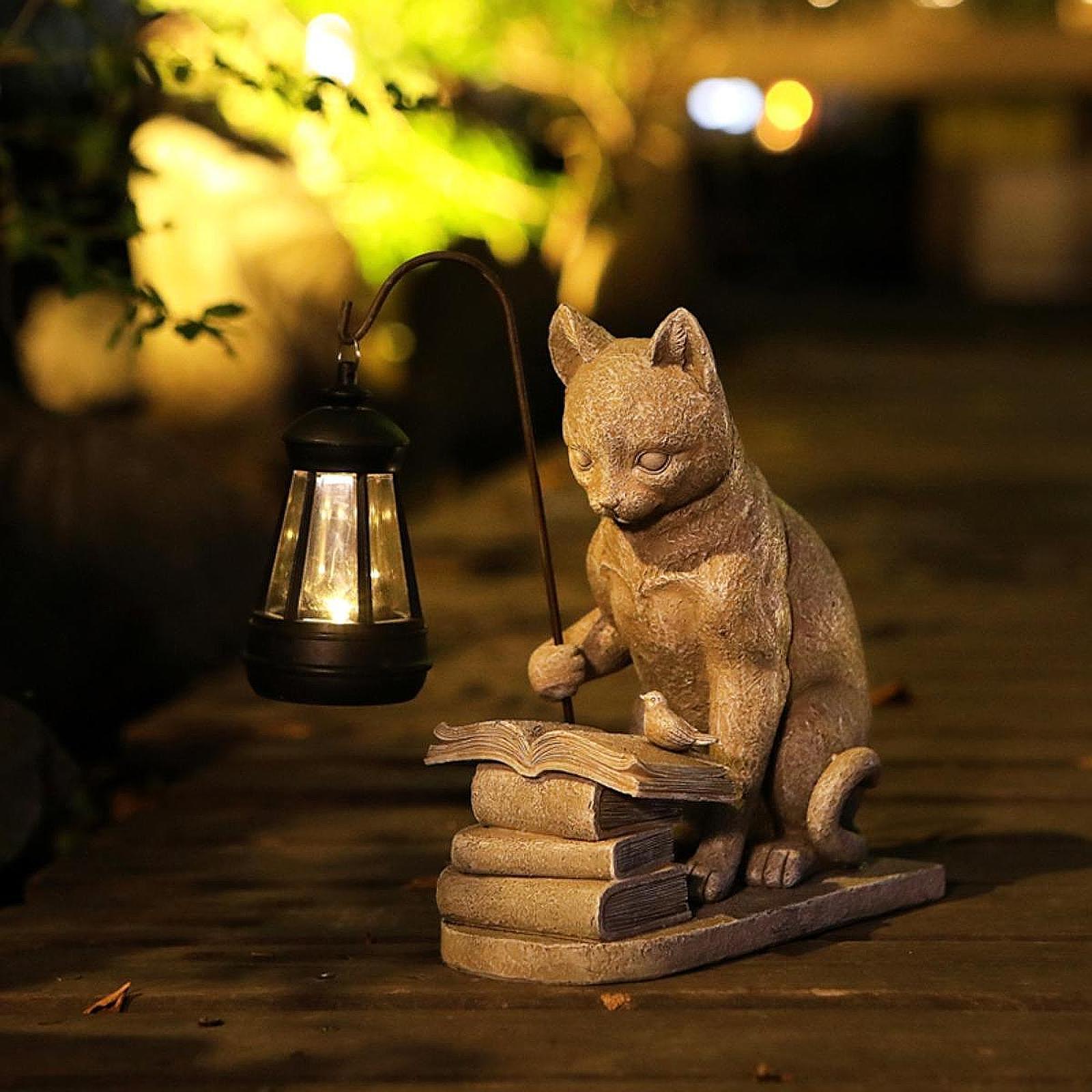 Resin Art Lamp - Mini statua da giardino solare per